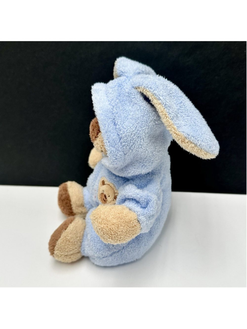 Ty Pluffies Baby PJ Bear Blue Bunny Non-Removable Pajamas Plush 2005 Lovey 8” - Picture 6 of 9